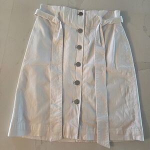 Crisp White Button-Down Scrunch Waist With Tie Skirt